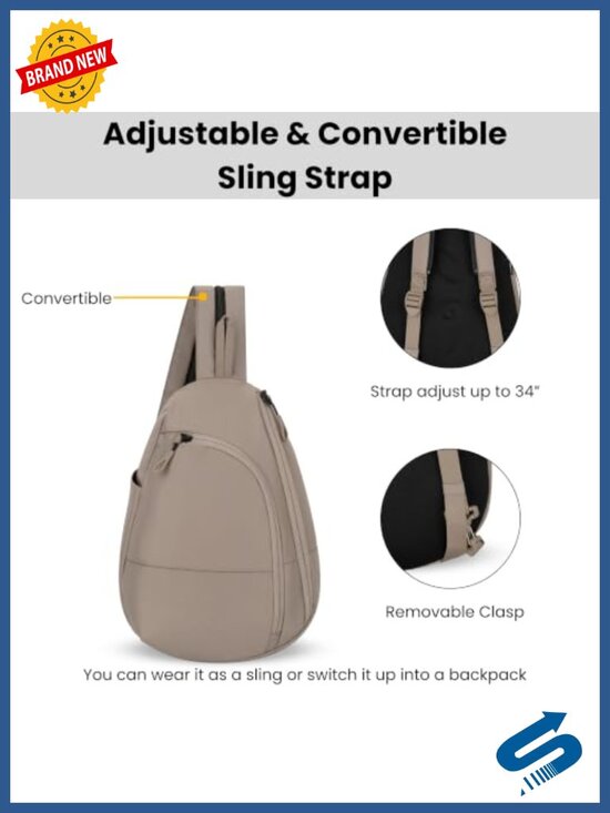 Convertible Sling Backpack Purse RFID Protection Water Resistant